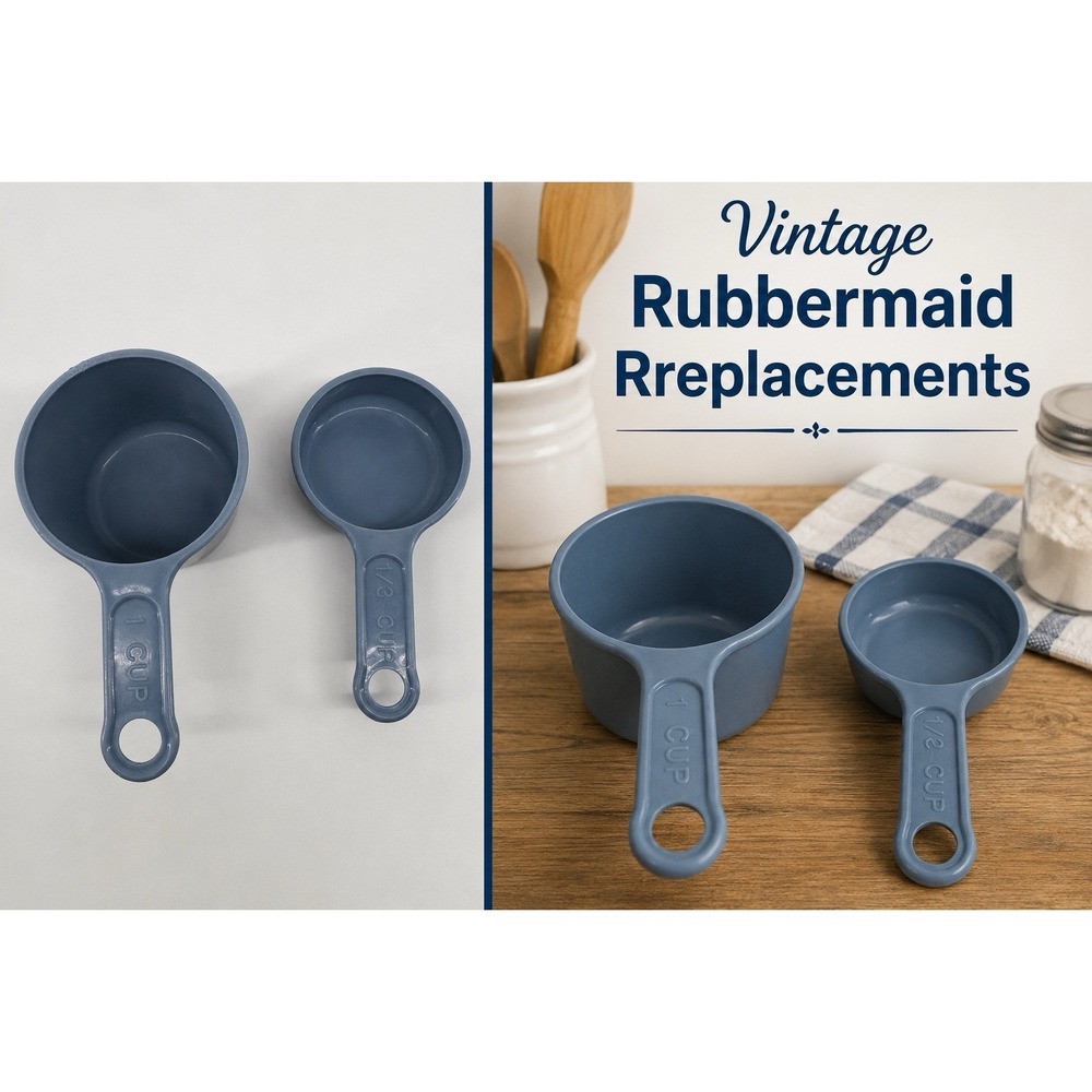 Vintage Rubbermaid Blue Plastic Measuring Cups 1 Cup & 1/3 Cup Set Replacements
